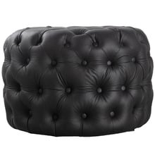 Athena Round Faux Leather Ottoman